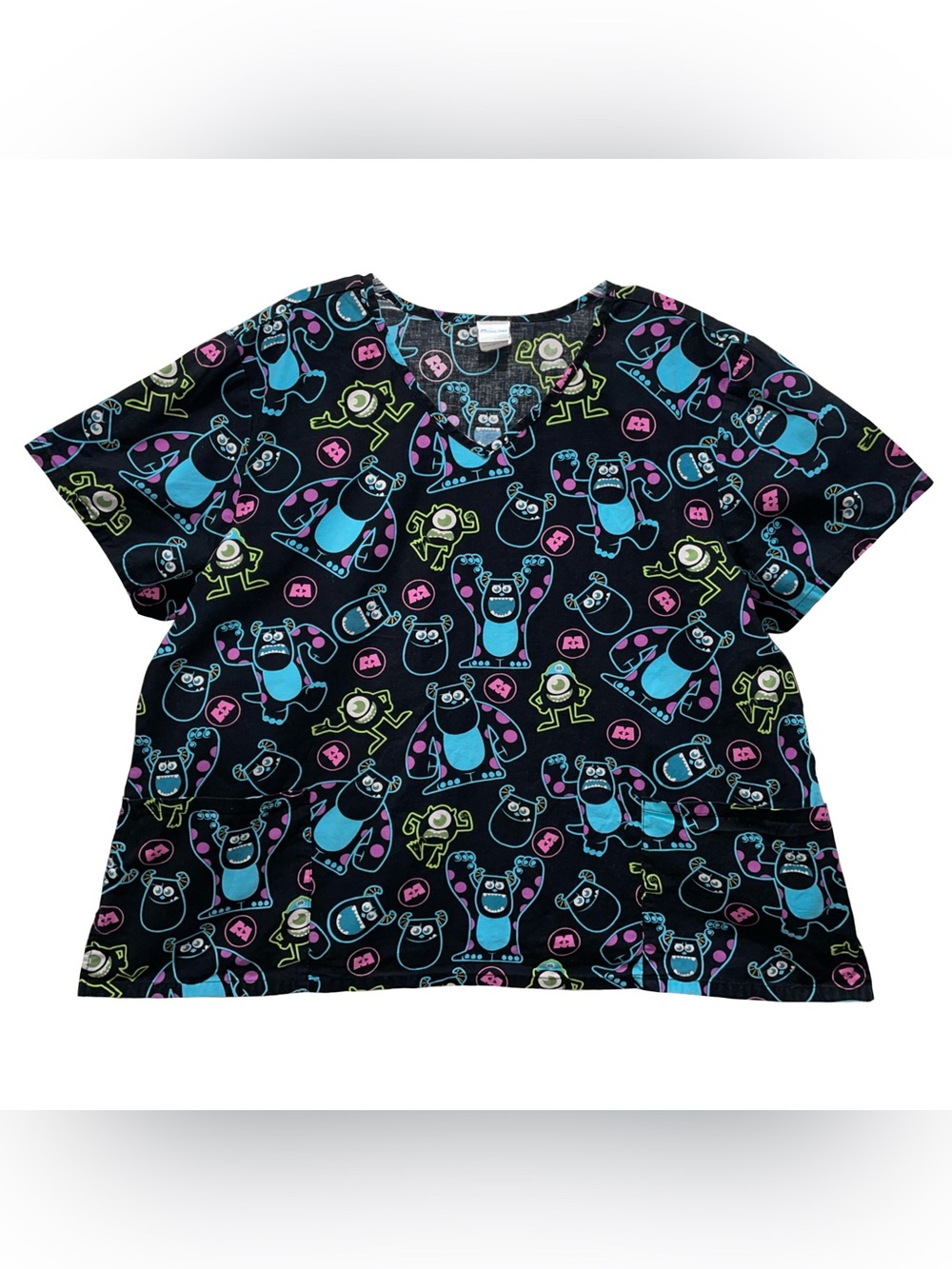 Disney Pixar Monsters Inc Scrub Top Mike & Sully Size 3XL Medic Dentist Groomer